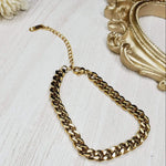 water resistant bracelet, tarnish free bracelet, hypoallergenic bracelet, cuban bracelet, figaro bracelet, minimalist look jewelry, bold look bracelet, gold cuban bracelet, chunky bracelet