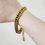 Water Resistant Jewelry, Water Resistant Bracelet, Tarnish Free Jewelry, Anti Tarnish Bracelet, Pearl Bracelet, Bold Bracelet, Cuban Bracelet, Chunky Cuban Bracelet, Vintage Modern Bracelet, Gold Chunky Bracelet, lifetime bracelet, electroplate bracelet