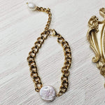 Pearl Bracelet Cuban Bracelet, Baroque Bracelet, Mother Pearl Bracelet, Chunky Bracelet, Cuban Bracelet, Bold Look, Bold Jewelry