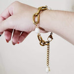 Water Resistant Bracelet, Water Resistant Jewelry, Tarnish Free Bracelet, Anti Tarnish Bracelet, Tarnish Free Jewelry, Pearl Bracelet, Mother Pearl Bracelet, Nacar Bracelet, Boho Chic Jewelry, Vintage Bracelet, Bold Bracelet, Chunky Bracelet