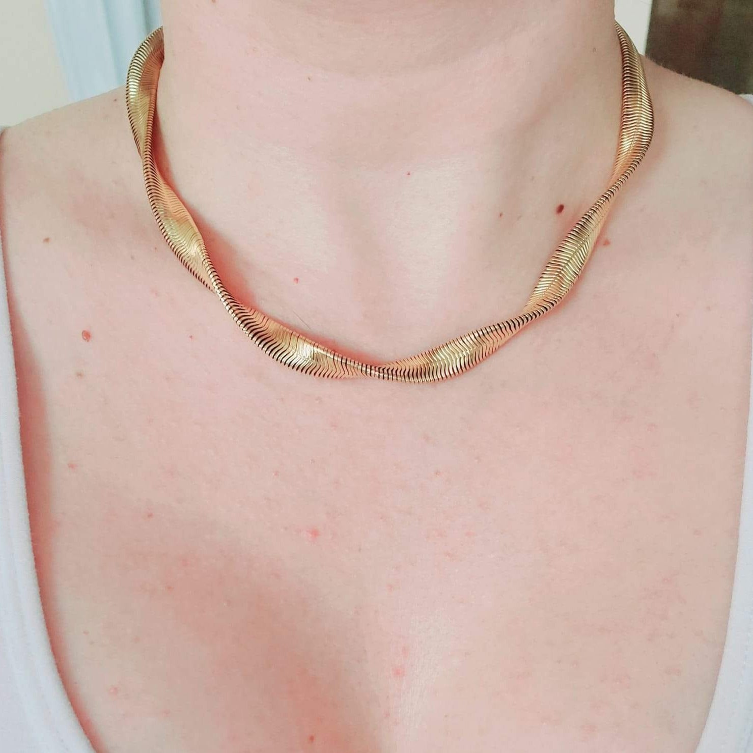 18K GOLD FILLED Vintage Choker Necklace Women Choker Necklace