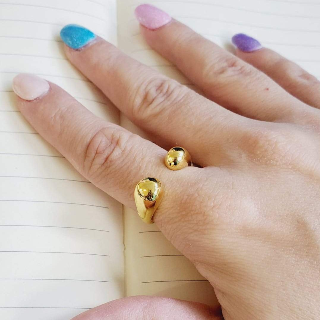 minimalist ring, chunky ring, gold plated ring, gold ring, water resistant ring, sweat resistant ring, tarnish free ring, hypoallergenic ring, vintage ring, bold ring