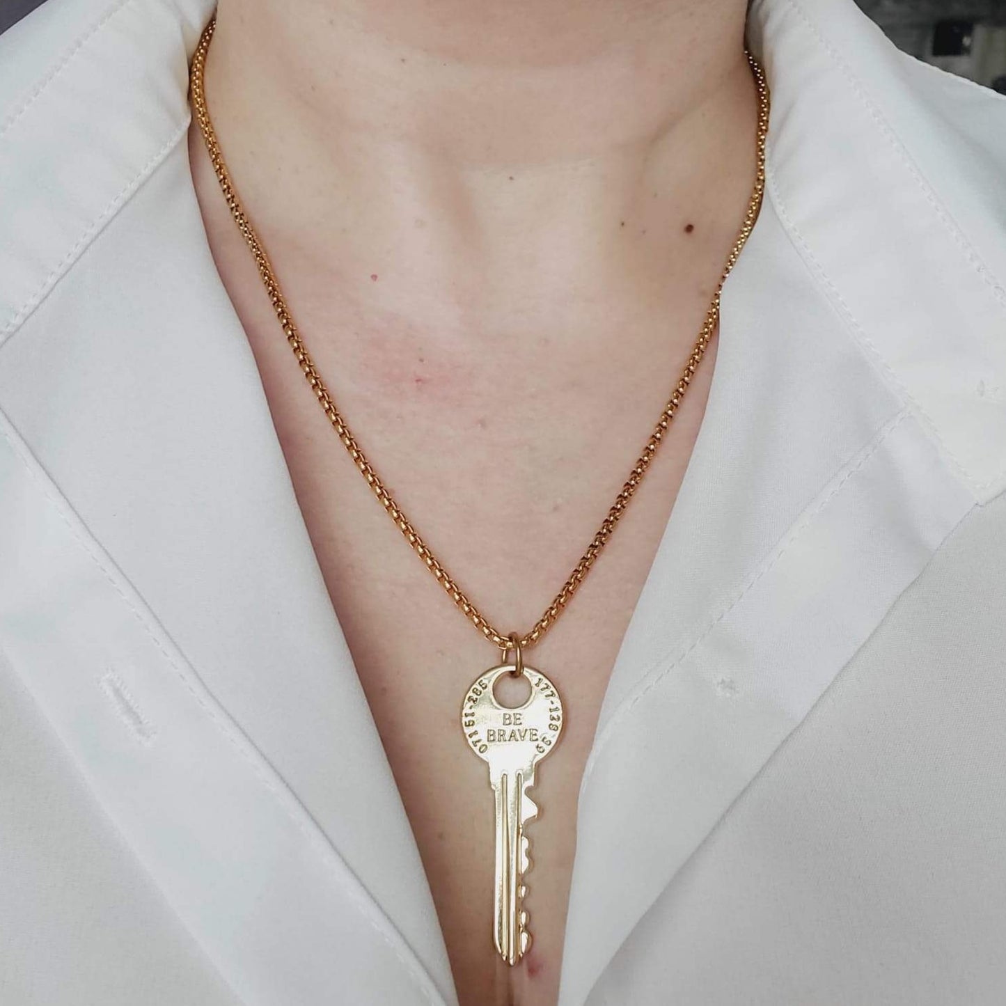 Gold Filled Chain, Brave Key Chain, Brave Key Necklace, Inspirational Chain, Inspirational Gift, Christmas gifts for mom, Christmas Gift for wife, Christmas Gift for daughter, Motivational, Gift, Motivational Necklace