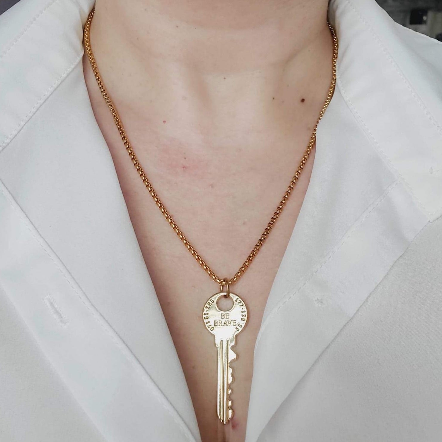 Gold Filled Chain, Brave Key Chain, Brave Key Necklace, Inspirational Chain, Inspirational Gift, Christmas gifts for mom, Christmas Gift for wife, Christmas Gift for daughter, Motivational, Gift, Motivational Necklace