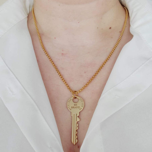 Gold Filled Chain, Brave Key Chain, Brave Key Necklace, Inspirational Chain, Inspirational Gift, Christmas gifts for mom, Christmas Gift for wife, Christmas Gift for daughter, Motivational, Gift, Motivational Necklace