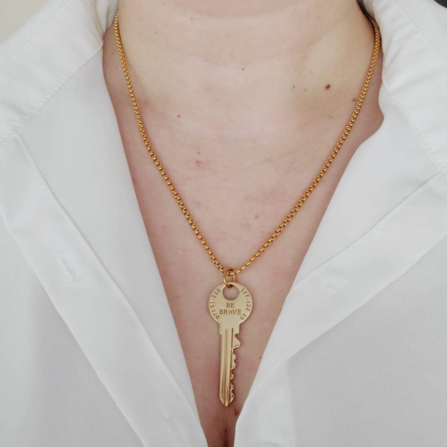 Gold Filled Chain, Brave Key Chain, Brave Key Necklace, Inspirational Chain, Inspirational Gift, Christmas gifts for mom, Christmas Gift for wife, Christmas Gift for daughter, Motivational, Gift, Motivational Necklace