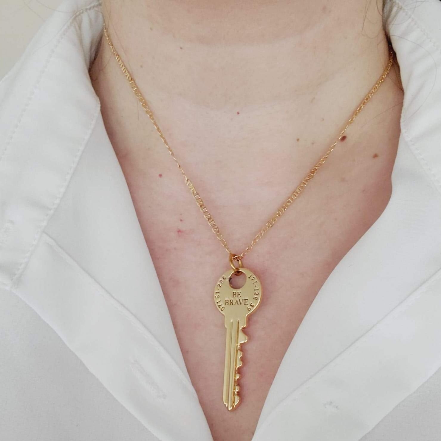 Gold Filled Chain, Brave Key Chain, Brave Key Necklace, Inspirational Chain, Inspirational Gift, Christmas gifts for mom, Christmas Gift for wife, Christmas Gift for daughter, Motivational, Gift, Motivational Necklace