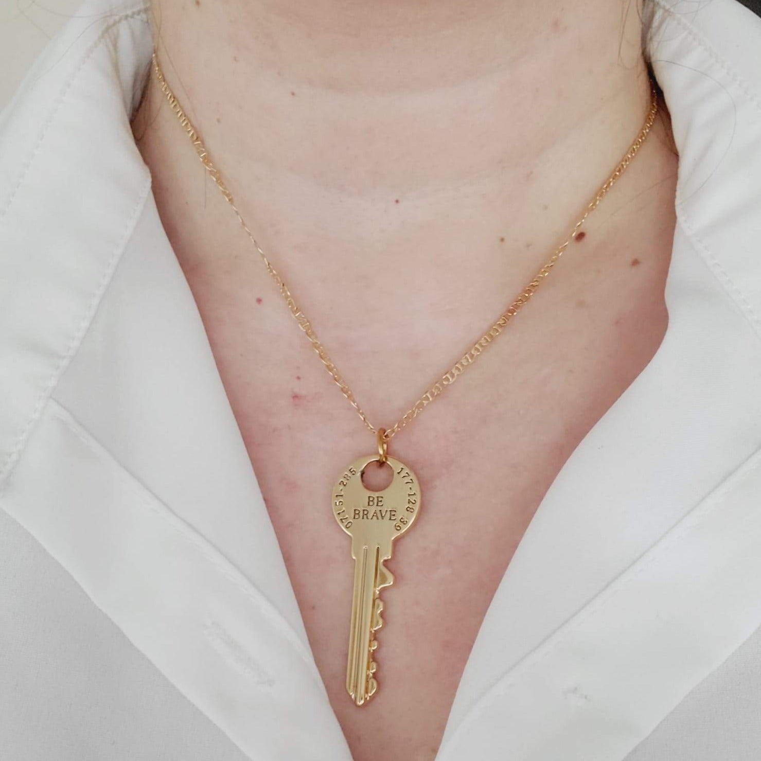 Gold Filled Chain, Brave Key Chain, Brave Key Necklace, Inspirational Chain, Inspirational Gift, Christmas gifts for mom, Christmas Gift for wife, Christmas Gift for daughter, Motivational, Gift, Motivational Necklace
