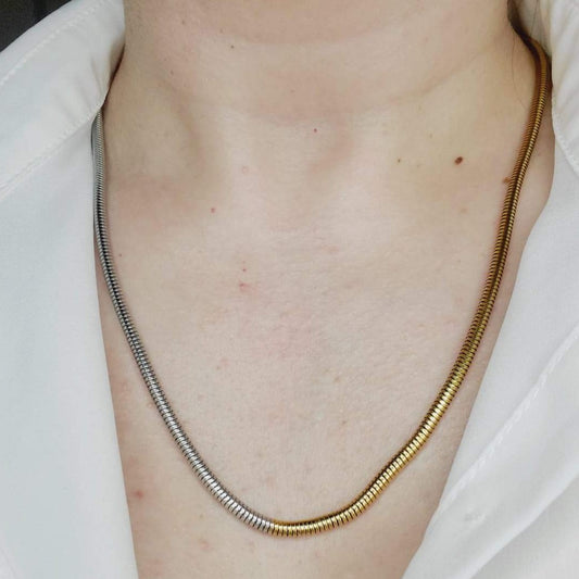 : snake chain, herringbone chain, flat snake chain, gold herringbone, 18k gold snake chain, chunky gold necklace, gold fill chain, gold fill necklace, chain necklace, herringbone choker, rope chain necklace, layer necklace set, snake necklace, silver and gold snake chain, Double tone snake chain