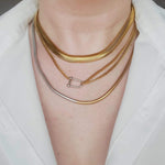 : snake chain, herringbone chain, flat snake chain, gold herringbone, 18k gold snake chain, chunky gold necklace, gold fill chain, gold fill necklace, chain necklace, herringbone choker, rope chain necklace, layer necklace set, snake necklace, herradura necklace, shoehorse necklace, double tone necklace