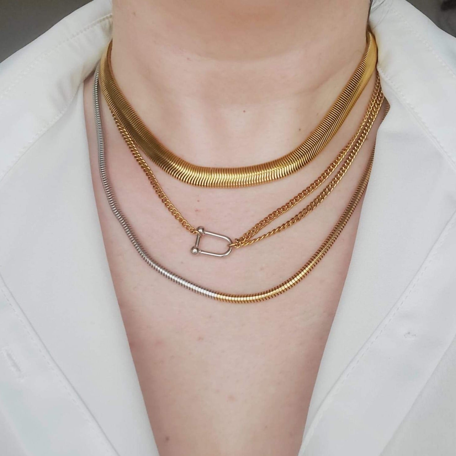snake chain, herringbone chain, flat snake chain, gold herringbone, 18k gold snake chain, chunky gold necklace, gold fill chain, gold fill necklace, chain necklace, herringbone choker, rope chain necklace, layer necklace set, snake necklace, silver and gold snake chain, Double tone snake chain