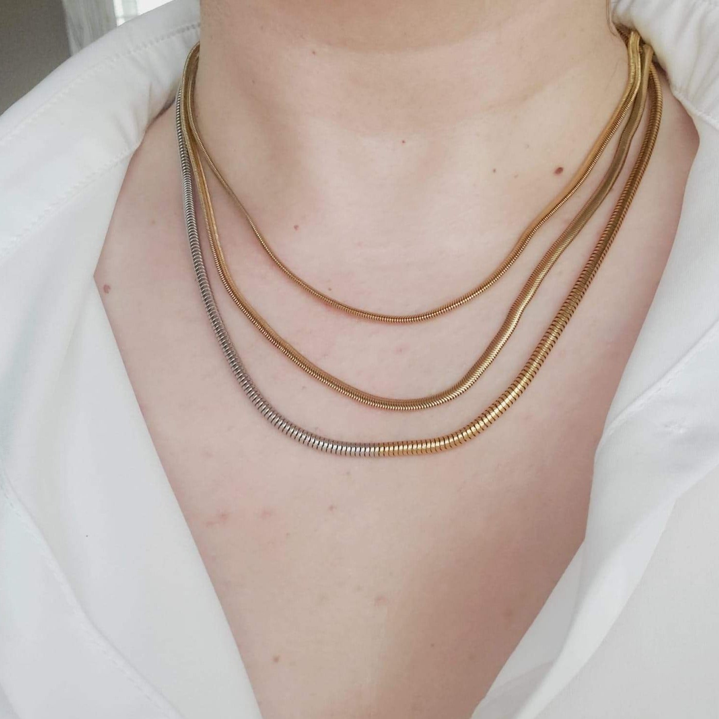 snake chain, herringbone chain, flat snake chain, gold herringbone, 18k gold snake chain, chunky gold necklace, gold fill chain, gold fill necklace, chain necklace, herringbone choker, rope chain necklace, layer necklace set, snake necklace, silver and gold snake chain, Double tone snake chain