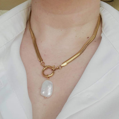 Minimalist chain, Gold filled Chain, Flat Gold Necklace, Snake Chain, Water resistant jewelry, water resistant Necklace, Water resistant bracelet, vintage jewelry, vintage jewelry, vintage necklace, 14k gold necklace, 14k gold jewelry, 14k gold necklace, fine jewelry, fine necklace, fine bracelet, snake gold necklace, bold necklace, bold jewelry, handmade jewelry, fine jewelry brand, baroque chain, baroque pearl necklace