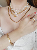 Mariner Link Chain, Heavy Chain Necklace, Thick Gold Chain, Chunky Gold Choker, Puffy Mariner Chain, Gold Mariner Chain, Gold Anchor Link, Puff Link Chain, Mariner Necklace, Puffy Link Necklace, Gold Puff Chain, Thick Puff Necklace, Mother Pearl Cuban chain, Mother Pearls cuban necklace, white necklace, white jewelry, white jewelry set, mother pearl jewelry set, white nacar jewelry set