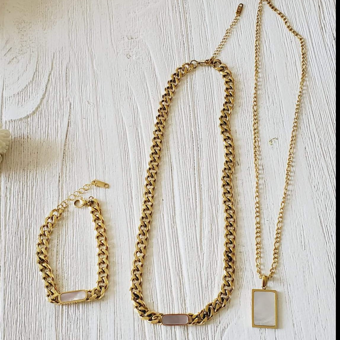 Mariner Link Chain, Heavy Chain Necklace, Thick Gold Chain, Chunky Gold Choker, Puffy Mariner Chain, Gold Mariner Chain, Gold Anchor Link, Puff Link Chain, Mariner Necklace, Puffy Link Necklace, Gold Puff Chain, Thick Puff Necklace, Mother Pearl Cuban chain, Mother Pearls cuban necklace, white necklace, white jewelry, white jewelry set, mother pearl jewelry set, white nacar jewelry set