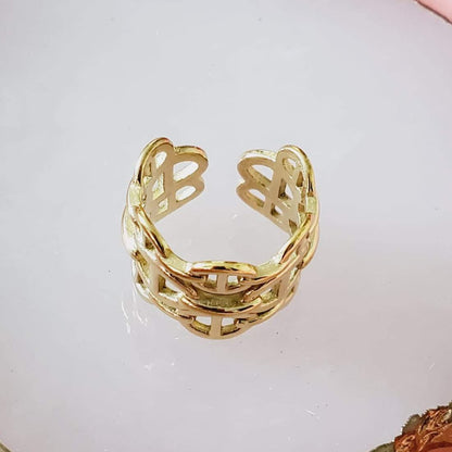 Mariner ring, 18k gold plated ring, water resistant ring, bold ring, pig nose ring, chunky ring, tarnish free ring, hypoallergenic ring, Pig Snout Statement Open Rings, stainless steel ring, gift for mom, gift for badass mom, gift for fashionista, gold filled ring