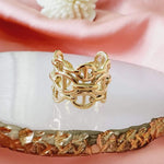 Mariner ring, 18k gold plated ring, water resistant ring, bold ring, pig nose ring, chunky ring, tarnish free ring, hypoallergenic ring, Pig Snout Statement Open Rings, stainless steel ring, gift for mom, gift for badass mom, gift for fashionista, gold filled ring