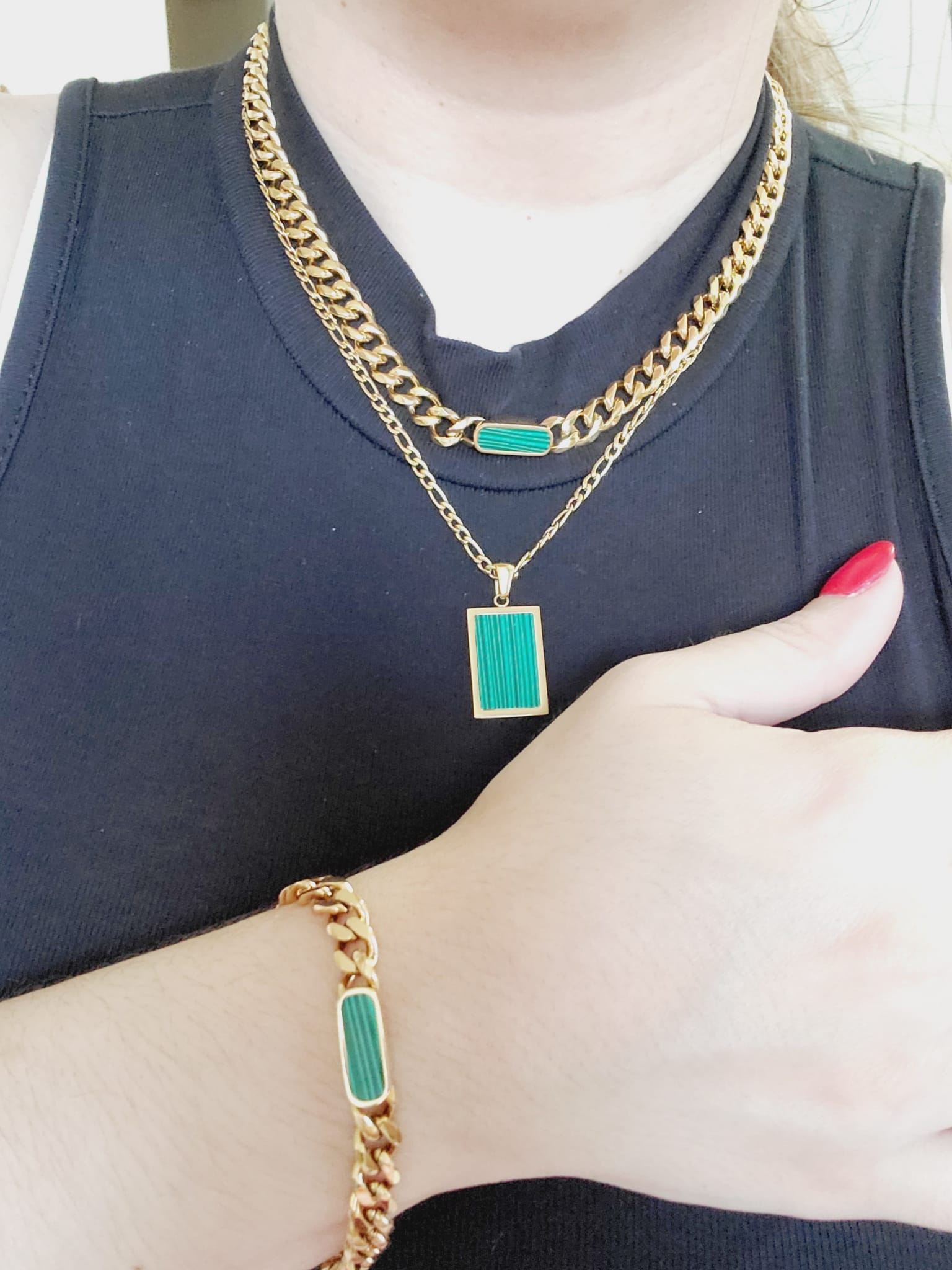 green Cuban Set, Green Gold plated Necklace, Green Gold plated Set, Mariner Link Chain, Heavy Chain Necklace, Thick Gold Chain, Chunky Gold Choker, Puffy Mariner Chain, Gold Mariner Chain, Gold Anchor Link, Puff Link Chain, Mariner Necklace, Puffy Link Necklace, Gold Puff Chain, Thick Puff Necklace, Gift for Wife, Christmas Gift for her