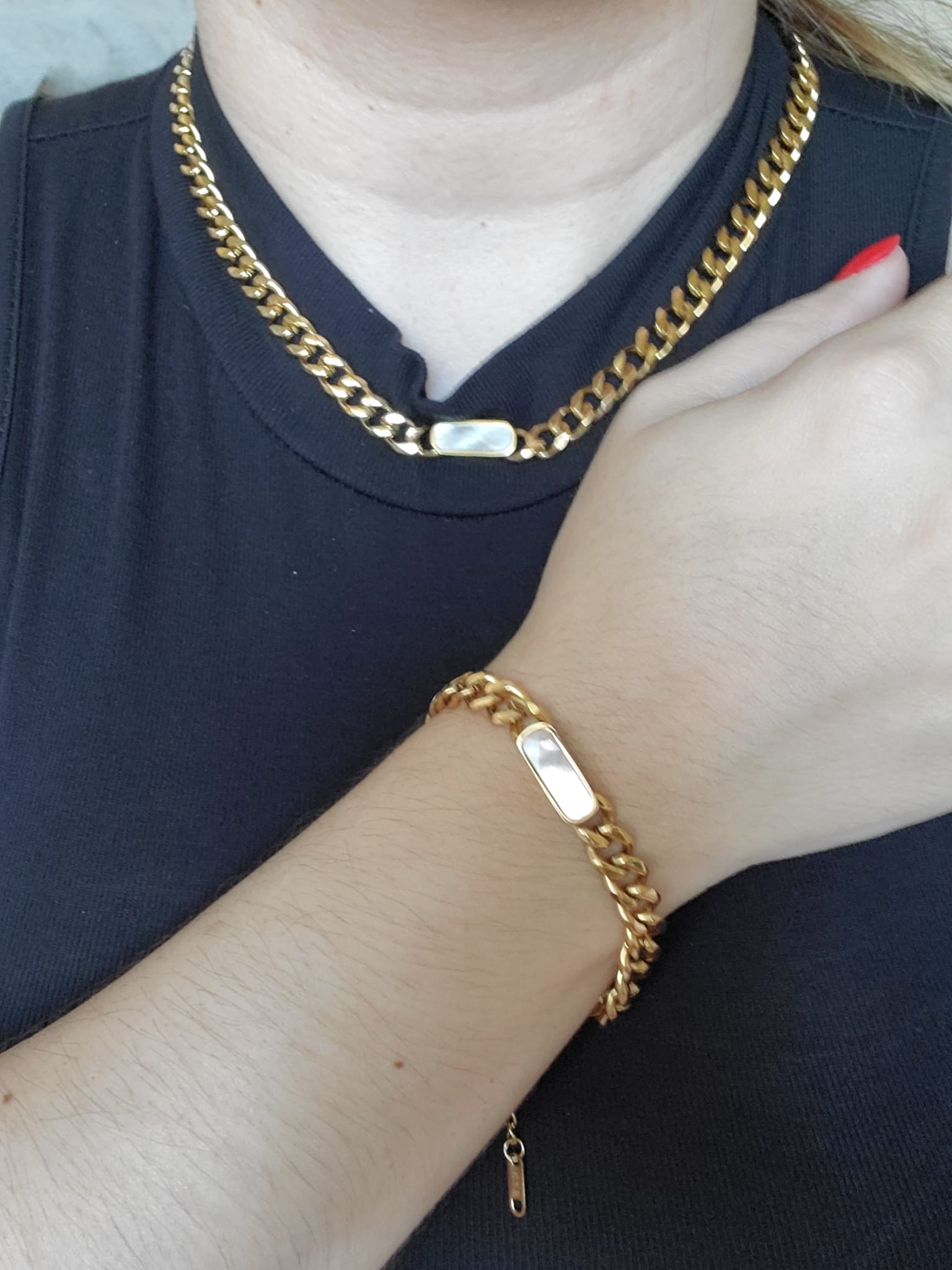 Mariner Link Chain, Heavy Chain Necklace, Thick Gold Chain, Chunky Gold Choker, Puffy Mariner Chain, Gold Mariner Chain, Gold Anchor Link, Puff Link Chain, Mariner Necklace, Puffy Link Necklace, Gold Puff Chain, Thick Puff Necklace, Mother Pearl Cuban chain, Mother Pearls cuban necklace, white necklace, white jewelry, white jewelry set, mother pearl jewelry set, white nacar jewelry set