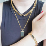 Mariner Link Chain, Heavy Chain Necklace, Thick Gold Chain, Chunky Gold Choker, Puffy Mariner Chain, Gold Mariner Chain, Gold Anchor Link, Puff Link Chain, Mariner Necklace, Puffy Link Necklace, Gold Puff Chain, Thick Puff Necklace, Black Gold Plated Set, Black Gold Jewelry, Christmas Gift for her, Christmas Gift for Wife