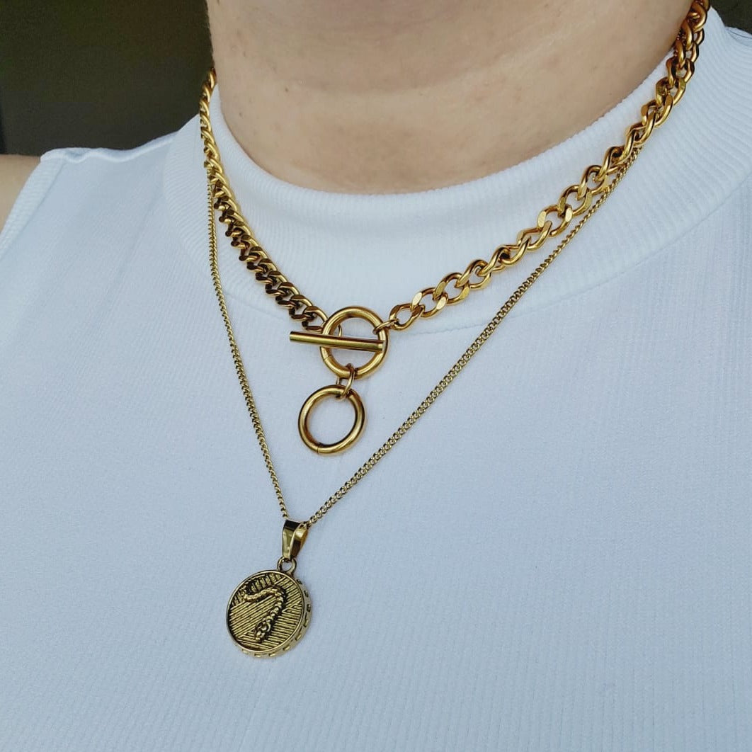 snake necklace, snake jewelry, Heads and tails necklace, coin necklace, heart necklace, love necklace, valentines necklace, valentines gift, Tiger Necklace, Leo Necklace, 18k Gold Necklace, Gift for her, Gift for mom, Bold jewelry, bold necklace, paperclip necklace, dainty jewelry, vintage jewelry, gold jewelry, goldfilled jewelry, water resistant jewelry, water resistant necklace