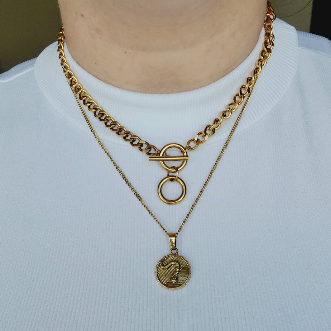 snake necklace, snake jewelry, Heads and tails necklace, coin necklace, heart necklace, love necklace, valentines necklace, valentines gift, Tiger Necklace, Leo Necklace, 18k Gold Necklace, Gift for her, Gift for mom, Bold jewelry, bold necklace, paperclip necklace, dainty jewelry, vintage jewelry, gold jewelry, goldfilled jewelry, water resistant jewelry, water resistant necklace