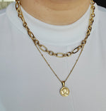 Heads and tails necklace, coin necklace, heart necklace, love necklace, valentines necklace, valentines gift, Tiger Necklace, Leo Necklace, 18k Gold Necklace, Gift for her, Gift for mom, Bold jewelry, bold necklace, paperclip necklace, dainty jewelry, vintage jewelry, gold jewelry, goldfilled jewelry, water resistant jewelry, water resistant necklace