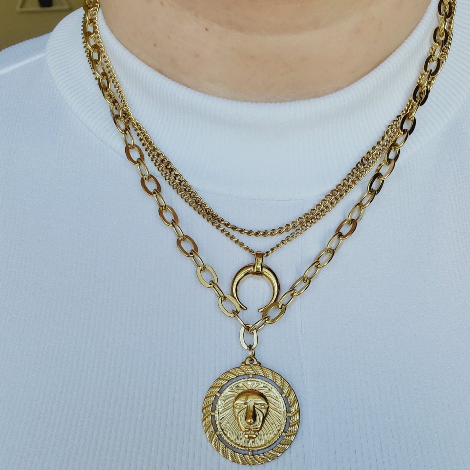 Tiger Necklace, Leo Necklace, 18k Gold Necklace, Gift for her, Gift for mom, Bold jewelry, bold necklace, paperclip necklace, dainty jewelry, vintage jewelry, gold jewelry, goldfilled jewelry, water resistant jewelry, water resistant necklace, horn necklace