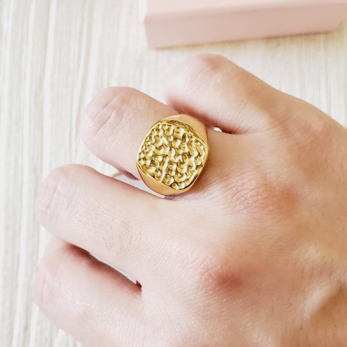 black ring, 18k gold plated ring, water resistant ring, sweat resistant ring, vintage gold ring, vintage ring, bold ring, chunky ring, dainty ring, gold filled ring, dainty jewelry, hey harper jewelry, the views and co jewelry, ellie vail jewelry, she is gold jewelry, aurora jewelry shop, kinita jewelry, babeina jewelry