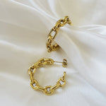 chunky earrings, bold earrings, golden earrings, gold hoops, chunky hoops, bold hoops, vintage earrings, vintage hoops, water resistant earrings, tarnish free earrings, hypoallergenic earrings