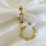 chunky earrings, bold earrings, golden earrings, gold hoops, chunky hoops, bold hoops, vintage earrings, vintage hoops, water resistant earrings, tarnish free earrings, hypoallergenic earrings