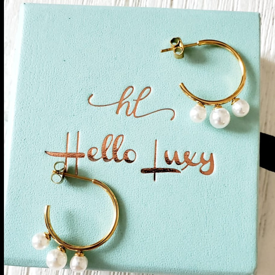 chunky earrings, thick gold hoop, gold hoop earrings, chunky gold hoop, hypoallergenic hoops, gold hoop earring, chunky hoops, small hoop earring, helloluxyjewelry, hoop earrings, croissant earrings, croissant hoops, gold filled hoops, twisted curved hoop, cuban rings, bold earrings, 18k gold earrings, water resistant earrings, Pearl earrings, Pearl hoops,