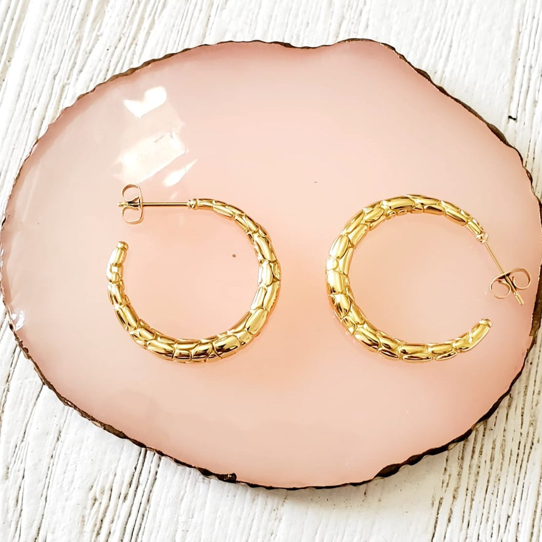 chunky earrings, thick gold hoop, gold hoop earrings, chunky gold hoop, hypoallergenic hoops, gold hoop earring, chunky hoops, small hoop earring, helloluxyjewelry, hoop earrings, croissant earrings, croissant hoops, gold filled hoops, twisted curved hoop, cuban rings, bold earrings, 18k gold earrings, water resistant earrings