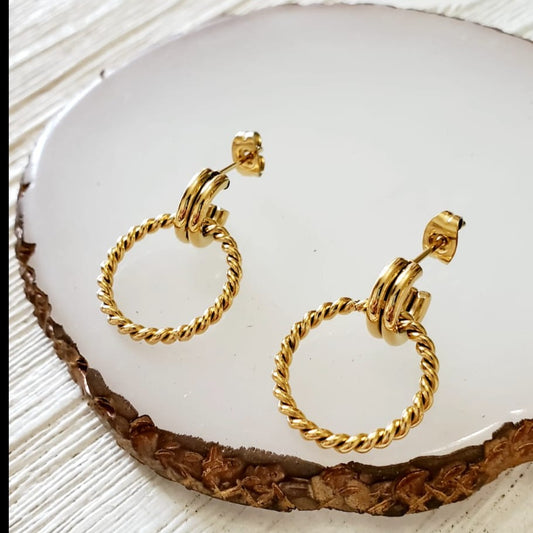 dainty hoops, dainty earrings, circular earrings, 18k gold earrings, bold earrings, vintage earrings, thick gold hoop, gold hoop earrings, chunky gold hoop, hypoallergenic hoops, gold hoop earring, chunky hoops, small hoop earring, Hello luxy jewelry, hoop earrings, croissant earrings, croissant hoops, gold filled hoops, cuban earrings