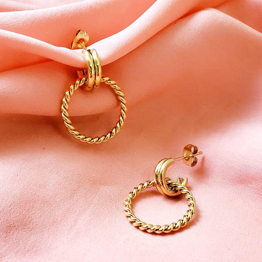 dainty hoops, dainty earrings, circular earrings, 18k gold earrings, bold earrings, vintage earrings, thick gold hoop, gold hoop earrings, chunky gold hoop, hypoallergenic hoops, gold hoop earring, chunky hoops, small hoop earring, Hello luxy jewelry, hoop earrings, croissant earrings, croissant hoops, gold filled hoops, cuban earrings