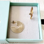 dainty hoops, dainty earrings, circular earrings, 18k gold earrings, bold earrings, vintage earrings, thick gold hoop, gold hoop earrings, chunky gold hoop, hypoallergenic hoops, gold hoop earring, chunky hoops, small hoop earring, Hello luxy jewelry, hoop earrings, croissant earrings, croissant hoops, gold filled hoops, rainbow earrings