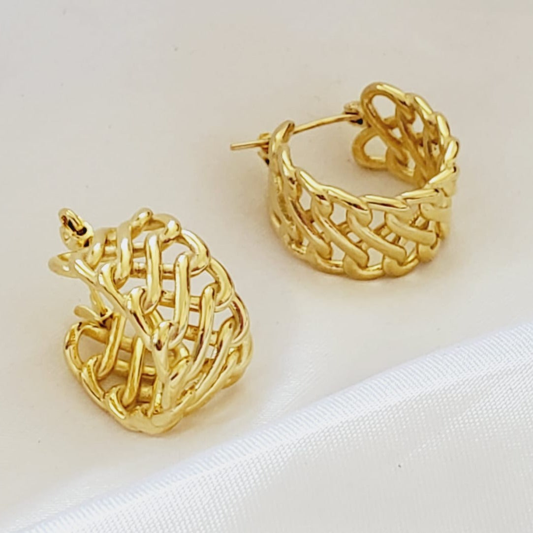 chunky earrings, thick gold hoop, gold hoop earrings, chunky gold hoop, hypoallergenic hoops, gold hoop earring, chunky hoops, small hoop earring, helloluxyjewelry, hoop earrings, croissant earrings, croissant hoops, gold filled hoops, twisted curved hoop, cuban rings, bold earrings, 18k gold earrings, water resistant earrings
