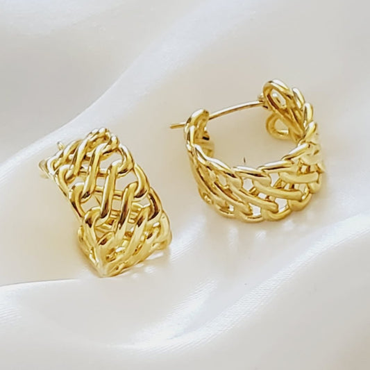 chunky earrings, thick gold hoop, gold hoop earrings, chunky gold hoop, hypoallergenic hoops, gold hoop earring, chunky hoops, small hoop earring, helloluxyjewelry, hoop earrings, croissant earrings, croissant hoops, gold filled hoops, twisted curved hoop, cuban rings, bold earrings, 18k gold earrings, water resistant earrings