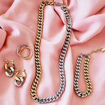 chunky earrings, thick gold hoop, gold hoop earrings, chunky gold hoop, hypoallergenic hoops, gold hoop earring, chunky hoops, small hoop earring, helloluxyjewelry, hoop earrings, croissant earrings, croissant hoops, gold filled hoops, twisted curved hoop, cuban rings, bold earrings, 18k gold earrings, water resistant earrings, double tone hoops, double tone earrings