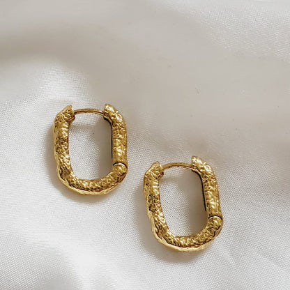 chunky earrings, thick gold hoop, gold hoop earrings, chunky gold hoop, hypoallergenic hoops, gold hoop earring, chunky hoops, small hoop earring, helloluxyjewelry, hoop earrings, croissant earrings, croissant hoops, gold filled hoops, twisted curved hoop, cuban rings, bold earrings, 18k gold earrings, water resistant earrings, double tone hoops, double tone earrings