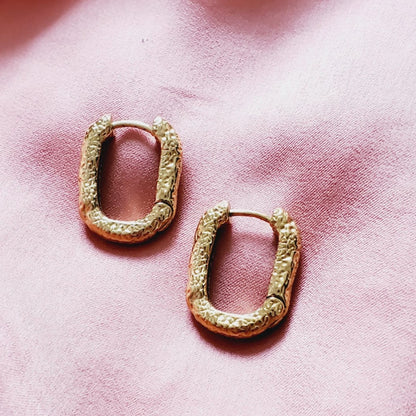 chunky earrings, thick gold hoop, gold hoop earrings, chunky gold hoop, hypoallergenic hoops, gold hoop earring, chunky hoops, small hoop earring, helloluxyjewelry, hoop earrings, croissant earrings, croissant hoops, gold filled hoops, twisted curved hoop, cuban rings, bold earrings, 18k gold earrings, water resistant earrings, double tone hoops, double tone earrings