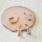 chunky earrings, thick gold hoop, gold hoop earrings, chunky gold hoop, hypoallergenic hoops, gold hoop earring, chunky hoops, small hoop earring, helloluxyjewelry, hoop earrings, croissant earrings, croissant hoops, gold filled hoops, twisted curved hoop, cuban rings, bold earrings, 18k gold earrings, water resistant earrings, rose gold earrings, silver earrings