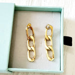 long gold earrings, circular earrings, 18k gold earrings, bold earrings, vintage earrings, thick gold hoop, gold hoop earrings, chunky gold hoop, hypoallergenic hoops, gold hoop earring, chunky hoops, small hoop earring, Hello luxy jewelry, hoop earrings, croissant earrings, croissant hoops, gold filled hoops, cuban earrings