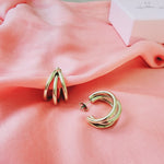 Water resistant gold hoops, tarnish free gold open hoops, Lightweight Chunky Open Hoops, 14k lightweight chunky hoops, 14k gold hoops, 14k Double tone hoops, 18k Gold Filled lightweight hoops, 18k Gold Filled hoops, classy gold hoops, bold gold hoops, chunky double tone hoops, chunky medium gold hoops, chunky medium double tone hoops, 