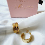 Water Resistant bold earrings, Water Resistant simple earrings, sweat resistant jewelry, water resistant minimalist jewelry, minimalist earrings, timeless gold earrings, waterproof earrings, stainless steel earrings, 18k gold plated simple earrings, 18k gold plated classy earrings, 18k gold filled classy earrings, gold vintage earrings, tarnish free earrings, stackable earrings, gold stackable earrings, tarnish free jewelry, dainty abstract earrings, dainty chunky earrings, minimalist hoops