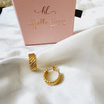 wide chunky earring, Water Resistant bold earrings, Water Resistant simple earrings, sweat resistant jewelry, water resistant minimalist jewelry, minimalist earrings, timeless gold earrings, waterproof earrings, stainless steel earrings, 18k gold plated simple earrings, 18k gold plated classy earrings, 18k gold filled earrings, gold vintage earrings, tarnish free earrings, stackable earrings, gold stackable earrings, tarnish free jewelry, dainty abstract earrings, dainty chunky earrings, minimalist hoops