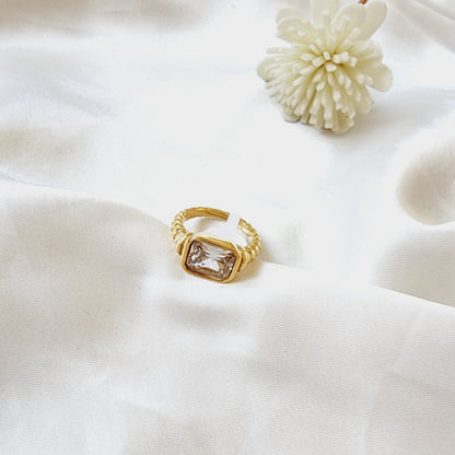 Inlaid Zircon Ring, Crystal Ring, White Crystal Ring, Black Crystal Ring, Vintage ring, valentines gifts, french twisted ring, Twist Crystal ring, Tarnish free ring, timeless gold ring, waterproof ring, Classical Simple Plain Stacking ring, anti turn green ring, dainty ring, 18k gold plated ring, vintage gold ring, classy gold ring, timeless jewelry, promise jewelry, Water Resistant Jewelry, Water Resistant, sweat resistant jewelry, water resistance jewelry, minimalist jewelry, minimalist ring