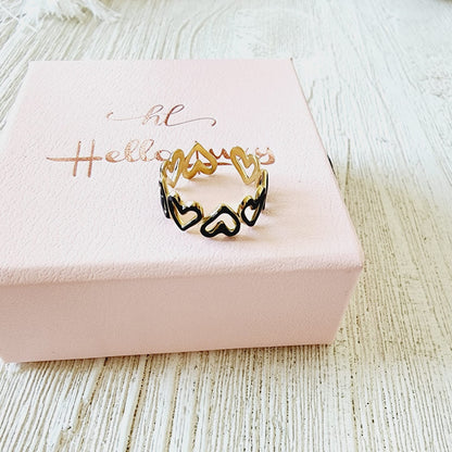 black heart ring, adjustable black ring, adjustable heart ring, unique style, heart jewelry, statement ring, heart ring, chunky heart ring, promise ring, bold heart ring, valentine gift, jewelry gift for valentines, love ring, love jewelry, gift for wife, gift for friend, friendship gifts, self love ring, amor propio anillo, anillo de corazon, waterproof ring, waterproof jewelry, timeless jewelry, timeless ring, gift for girlfriend, soulmate ring, classy ring, dainty ring, everyday ring, must have ring