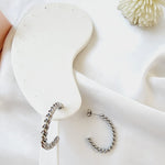 hypoallergenic earrings, twisted earrings, C shape twisted earrings, twisted hoops, waterproof earrings, water resistant earrings, twisted earrings gold, spiral twist earrings,  double twist earrings, double twist hoop earrings, tiny twist earrings,  twist stud earrings, small twisted gold hoop earrings,  twisted gold hoops 14k, Croissant Earrings Waterproof 