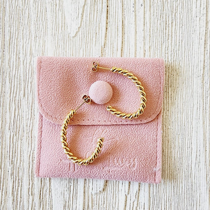 hypoallergenic earrings, twisted earrings, C shape twisted earrings, twisted hoops, waterproof earrings, water resistant earrings, twisted earrings gold, spiral twist earrings,  double twist earrings, double twist hoop earrings, tiny twist earrings,  twist stud earrings, small twisted gold hoop earrings,  twisted gold hoops 14k, Croissant Earrings Waterproof 